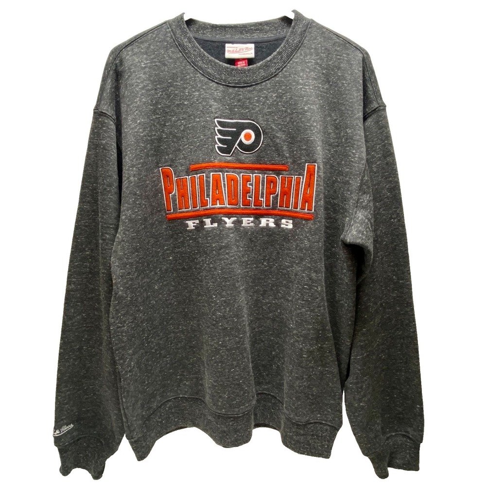 Philadelphia‎ Flyers NHL Sweatshirt Large Fleece Vtg Hockey Logo Mitchell & Ness